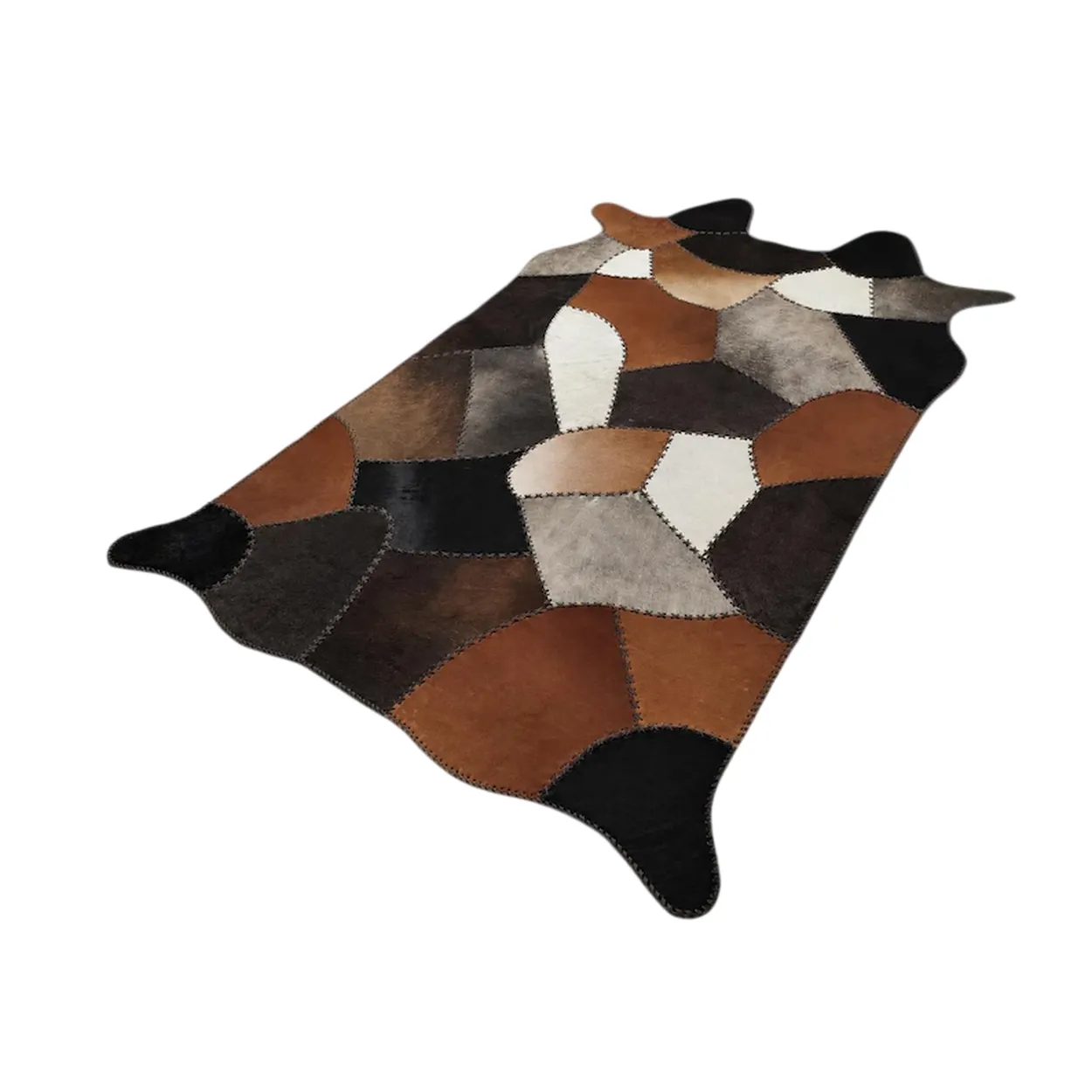 Multicolor Patchwork Cowhide Rug Brown Black White - 2