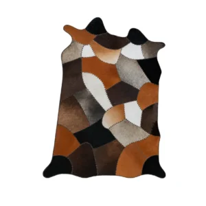 Multicolor Patchwork Cowhide Rug Brown Black White