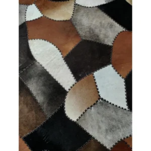 Multicolor Patchwork Cowhide Rug Brown Black White - 3