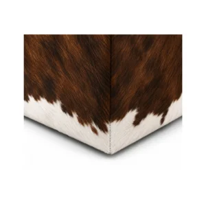 Natural Brown & White Cowhide Footstool Ottoman - 2