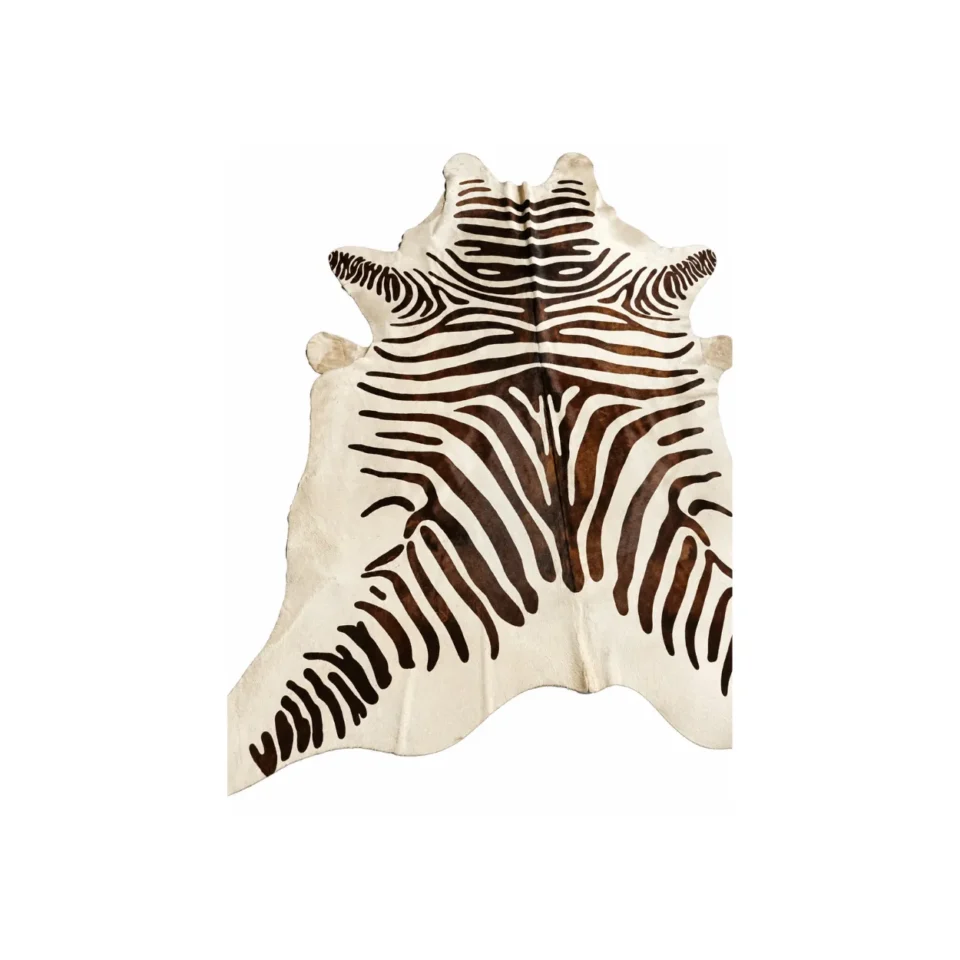 Black & White Zebra Print Cowhide Rug - 1