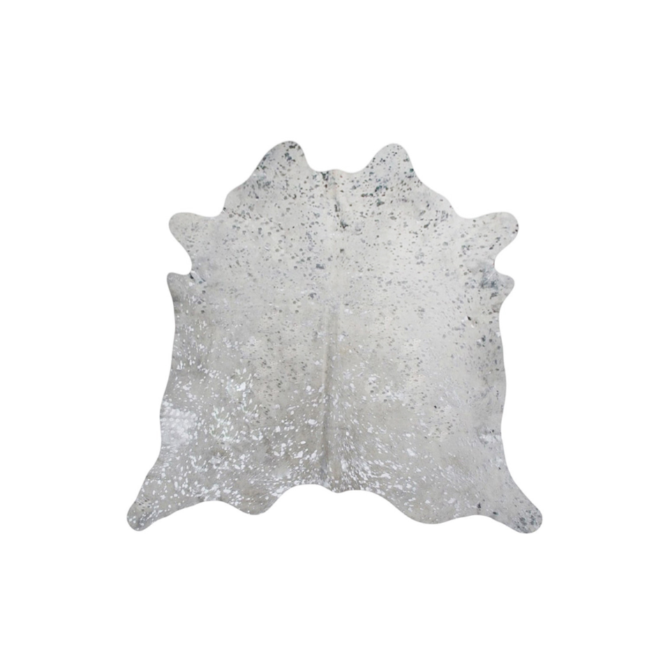 Silver Metallic Speckled Cowhide Rug