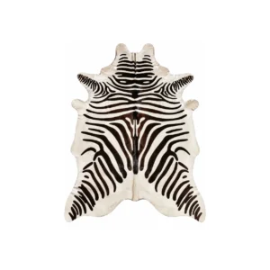 Black & White Zebra Print Cowhide Rug