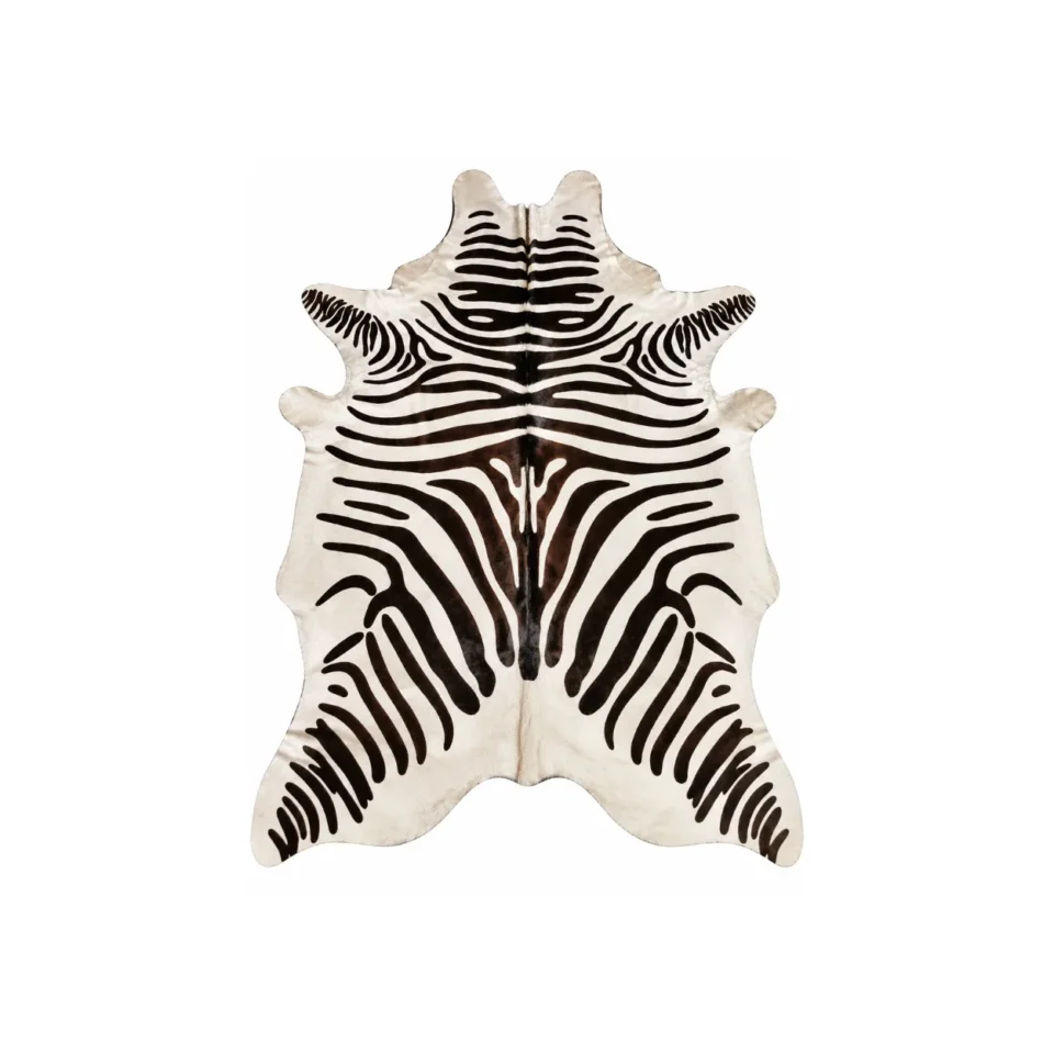 Black & White Zebra Print Cowhide Rug